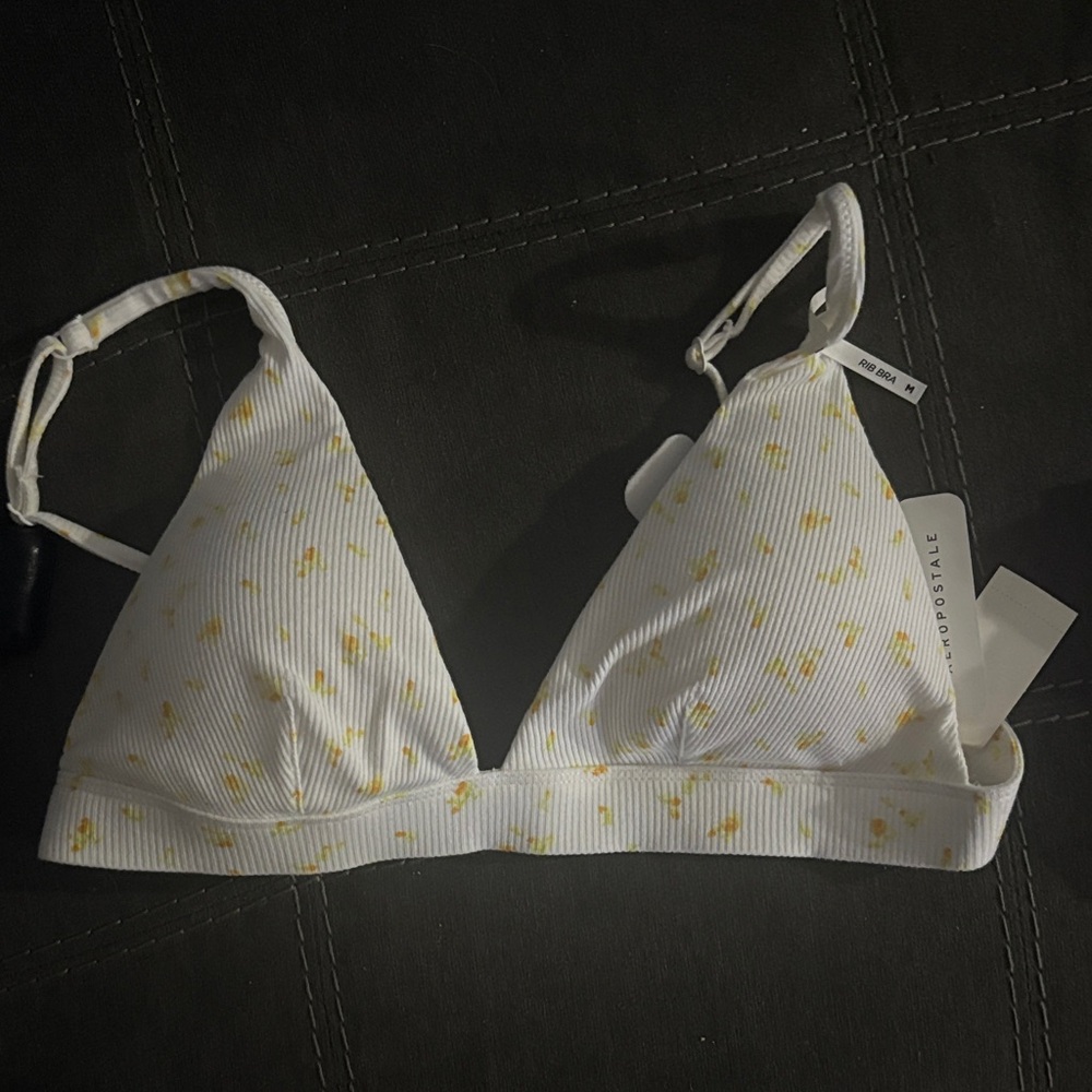 Aeropostale White and Yellow Patterned Bralette